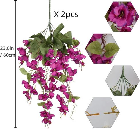 2Pcs Rose Red Artificial Silk Hibiscus Flower Hanging Decorations, UV Resistant Outdoor Faux Hibiscus Flowers for Home Outdoor Artificial Flower Decorations in Saudi Arabia
