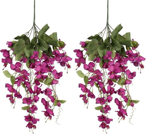 2Pcs Rose Red Artificial Silk Hibiscus Flower Hanging Decorations, UV Resistant Outdoor Faux Hibiscus Flowers for Home Outdoor Artificial Flower Decorations in Saudi Arabia