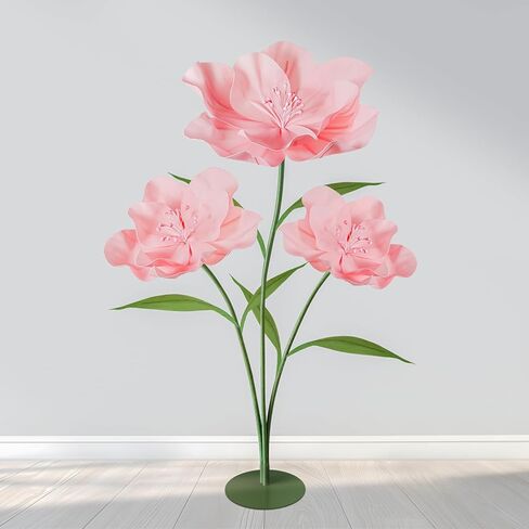 زهور ورقية صناعية عملاقة للديكور بطول 5.6 قدم، زهور وهمية كبيرة مقاومة للماء لحفلات الزفاف والحديقة وديكورات استحمام الطفل وحفلات أعياد الميلاد ونافذة عرض دعائم التصوير الفوتوغرافي، وردي in Kuwait