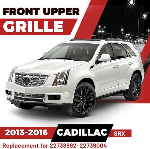 HECASA Front Bumper Upper & Lower Grille Mesh Grill Insert Compatible with 2013-2016 Cadillac SRX Plastic(ABS) Chrome Replacement for 22738992+22739004 in Saudi Arabia