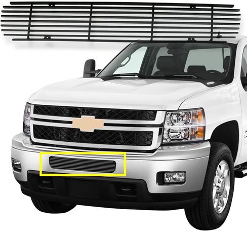 Front Lower Bumper Grille Grill Compatible with Chevy Silverado 2500HD 3500HD 2011-2014 Black Billet Grille Grill Insert in Kuwait
