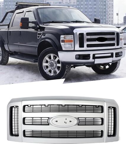 Gloss Black Mesh Grille Compatible with 2008 2009 2010 Ford F250 F350 Super Duty Front Bumper Grill Replace for 7C3Z-8200-BA in Kuwait