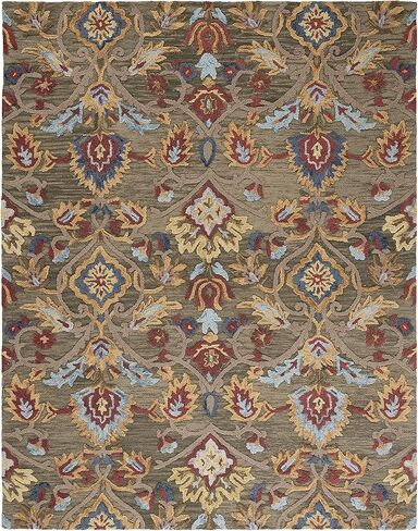سجادة منطقة SAFAVIEH Blossom Collection - 9 × 12 بوصة، خضراء ومتعددة، صوف مصنوع يدويًا، مثالية للمناطق ذات حركة المرور العالية في غرفة المعيشة وغرفة النوم (BLM402B) in Saudi Arabia