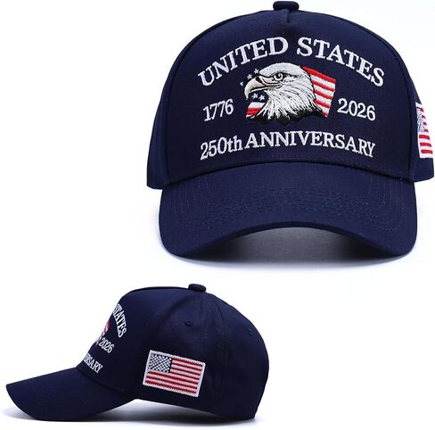 250th Anniversary Patriotic Baseball Cap (1776-2026) Embroidered USA Hat, Adjustable Unisex Bicentennial Gift in Saudi Arabia