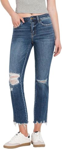 Flying Monkey Women's Mid Rise Crop Slim Straight Jeans in Saudi Arabia