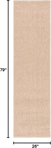 SAFAVIEH Washable Rug Outdoor Sisal All-Weather Collection - 2'2" x 6'7" Runner, Natural, Non-Shedding & Easy to Clean, Ideal for Patio, Backyard, Mudroom (SAW402B) in Saudi Arabia