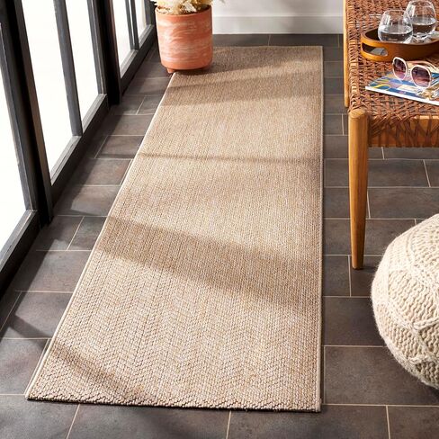 SAFAVIEH Washable Rug Outdoor Sisal All-Weather Collection - 2'2" x 6'7" Runner, Natural, Non-Shedding & Easy to Clean, Ideal for Patio, Backyard, Mudroom (SAW402B) in Saudi Arabia