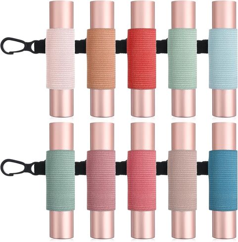 10 قطع من سلسلة مفاتيح حامل مرطب الشفاه، مشبك صغير على أكمام مرنة لأحمر الشفاه، حامل ملمع الشفاه المحمول، حامل سلسلة مفاتيح للنساء in Kuwait