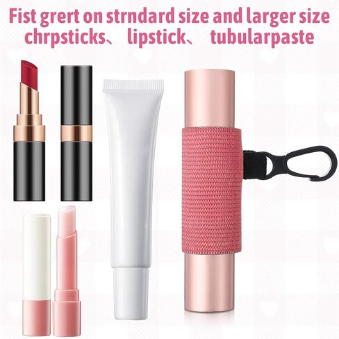 10 قطع من سلسلة مفاتيح حامل مرطب الشفاه، مشبك صغير على أكمام مرنة لأحمر الشفاه، حامل ملمع الشفاه المحمول، حامل سلسلة مفاتيح للنساء in Kuwait