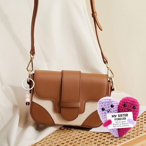 2Pcs Birthday Gifts for Sister Funny Emotional Positive Crochet Love Crystal Keychain Gift with Meaningful Message Card from Sisters Brothers My Forever Soul Sister Gifts Decor for Christmas in Kuwait