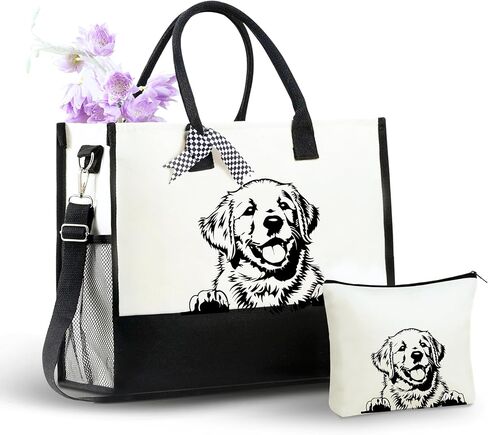 هدايا InnoBeta Golden Retriever للنساء، حقيبة حمل من القماش الذهبي المسترد مع سحاب إغلاق علوي وحزام كتف لأعياد الميلاد والكريسماس وكل مناسبة خاصة in Saudi Arabia
