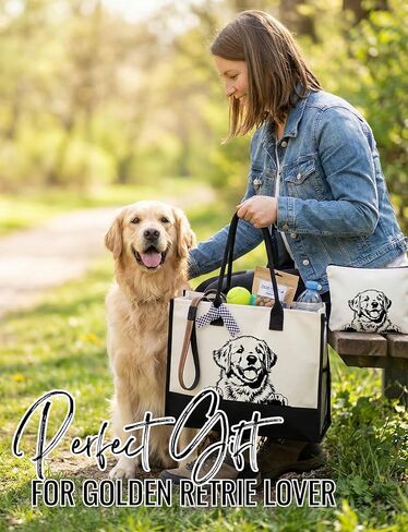 هدايا InnoBeta Golden Retriever للنساء، حقيبة حمل من القماش الذهبي المسترد مع سحاب إغلاق علوي وحزام كتف لأعياد الميلاد والكريسماس وكل مناسبة خاصة in Saudi Arabia