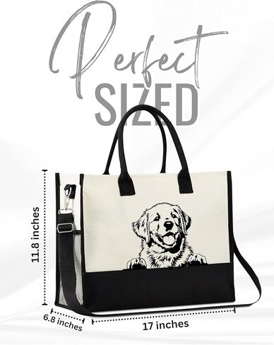 هدايا InnoBeta Golden Retriever للنساء، حقيبة حمل من القماش الذهبي المسترد مع سحاب إغلاق علوي وحزام كتف لأعياد الميلاد والكريسماس وكل مناسبة خاصة in Saudi Arabia