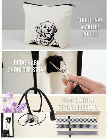 هدايا InnoBeta Golden Retriever للنساء، حقيبة حمل من القماش الذهبي المسترد مع سحاب إغلاق علوي وحزام كتف لأعياد الميلاد والكريسماس وكل مناسبة خاصة in Saudi Arabia