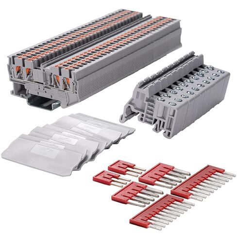 SIPUN ST2-2.5 Din Rail Terminal Block Spring Push in PT Type 2.5mm Screwless Wire Terminal 50 Pcs with Cover End Stop Jumper in Kuwait