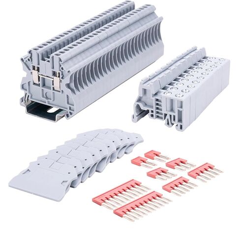 SIPUN ST2-2.5 Din Rail Terminal Block Spring Push in PT Type 2.5mm Screwless Wire Terminal 50 Pcs with Cover End Stop Jumper in Kuwait