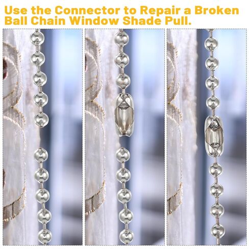 10 Feet Stainless Steel Ball Beaded Chain, 4.5mm Bead Pull Chain Extension with 10 Pieces Matching Connector Metal Ball Chains for Dog Tag, Jewelry Making Kit, DIY Crafts (Silver) in Kuwait