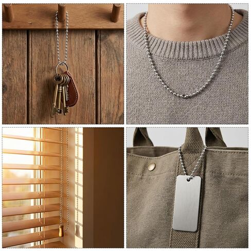 10 Feet Stainless Steel Ball Beaded Chain, 4.5mm Bead Pull Chain Extension with 10 Pieces Matching Connector Metal Ball Chains for Dog Tag, Jewelry Making Kit, DIY Crafts (Silver) in Kuwait