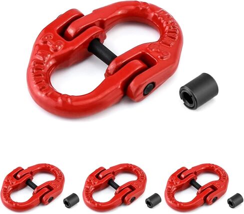 QWORK G80 Alloy Steel Coupling Link, 4 Pack 1/4" Hammer Lock Chain Connector, 2645 lbs Working Load Limit, Red in Saudi Arabia