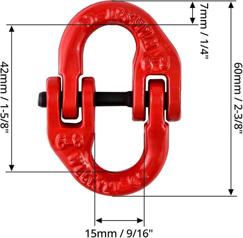 QWORK G80 Alloy Steel Coupling Link, 4 Pack 1/4" Hammer Lock Chain Connector, 2645 lbs Working Load Limit, Red in Saudi Arabia