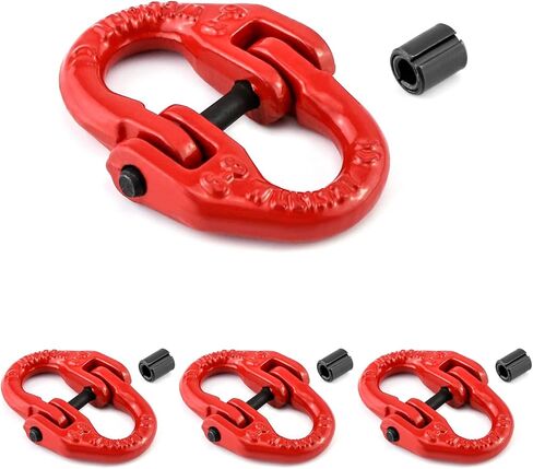 QWORK G80 Alloy Steel Coupling Link, 4 Pack 1/4" Hammer Lock Chain Connector, 2645 lbs Working Load Limit, Red in Saudi Arabia