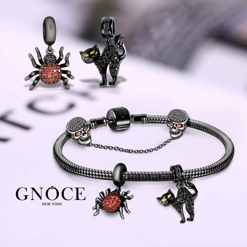GNOCE Charms Bracelet Sterling Silver Black Plated Snake Chain With 2 Charms 1 Bracelet 1 Safety Chain Because Of You Basic Charm Bracelet with Clasp Jewelry Gift for Women Mens in Saudi Arabia
