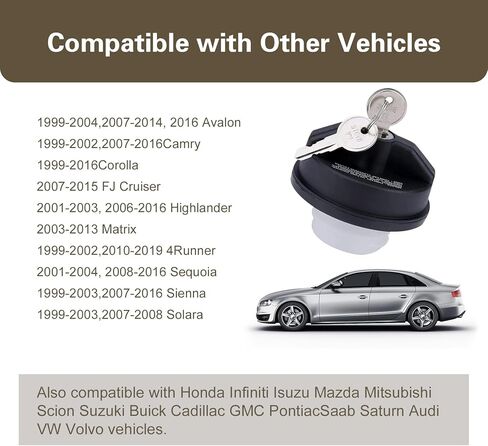 قفل غطاء الغاز، أغطية خزان وقود السيارة مع مفتاحين، يستبدل OEM #10504، 77300-47020، غطاء وقود تلقائي مضاد للسرقة من بلاستيك ABS، غطاء أغطية غاز مقاوم للماء عالمي لمعظم السيارات (أسود) in Kuwait