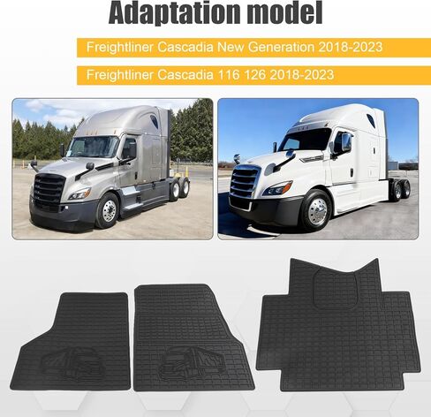 Floor Mats for Freightliner Cascadia 113 115 2008-2020 | Heavy Duty All-Weather Rubber Floor Liners | 3PCS Set Cargo Guard | Custom Fit Truck Accessories in Kuwait