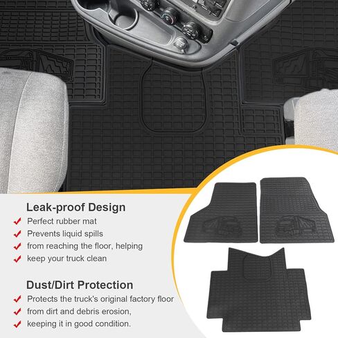 Floor Mats for Freightliner Cascadia 113 115 2008-2020 | Heavy Duty All-Weather Rubber Floor Liners | 3PCS Set Cargo Guard | Custom Fit Truck Accessories in Kuwait