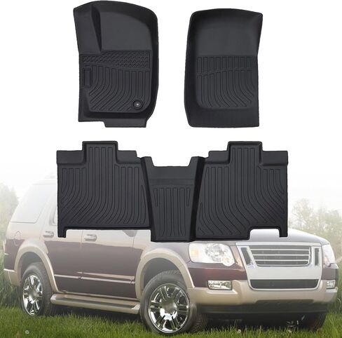 GXARTS TPE Floor Mats Liner Compatible with Ford Explorer & Mercury Mountaineer 2006-2010 (Only fits 2nd Row Bench/Bucket no Center Console Models) All Weather Non-Slip Waterproof Floor Liners in Saudi Arabia
