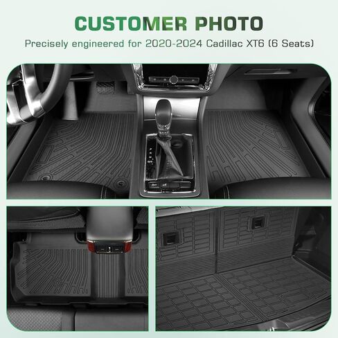 Floor Mats & Cargo Liner for 2020-2024 Cadillac XT6 6 Seats Custom Fit All Weather TPE Floor Liners for Cadillac XT6 Full Set Car Liner Accessories 1st, 2nd and 3rd Row and Trunk with Backrest Mats in Kuwait