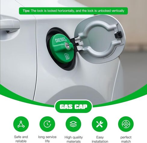 Upgraded 10591D 9MGC791 31778D Locking Fuel Gas Cap, Fuel Tank Cap for Chevy Silverado Express C3500 K3500, for Dodge Ram 3500 W350 D350, for Ford F-250 E-350, for G*MC Sierra Savana in Kuwait