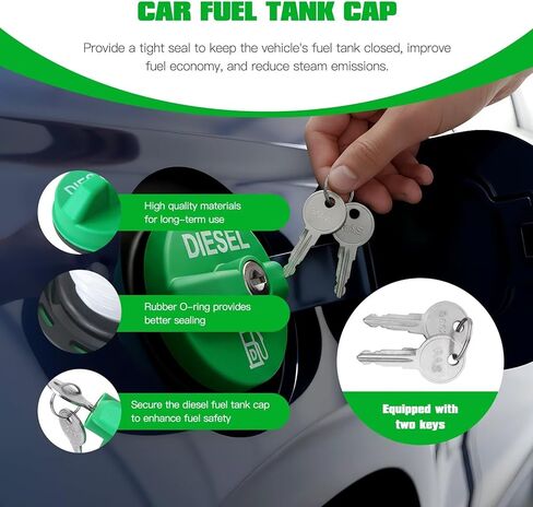 Upgraded 10591D 9MGC791 31778D Locking Fuel Gas Cap, Fuel Tank Cap for Chevy Silverado Express C3500 K3500, for Dodge Ram 3500 W350 D350, for Ford F-250 E-350, for G*MC Sierra Savana in Kuwait