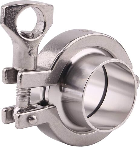 DERNORD Stainless Steel Tri-clamp (1/2 inch Tri-clover Clamp) + 2 Pcs SUS304 Sanitary Pipe Weld Ferrule + FKM Gasket (1/2 Inch) in Kuwait