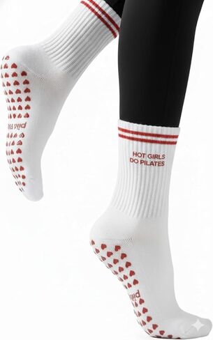 PILA-BARRE Women’s Crew Grip Socks – Non Slip for Pilates & Barre in Saudi Arabia