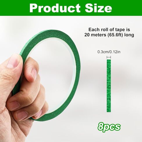 8 Rolls Green Pin Stripe Tape for Car, 1/8 Inch Width Thin Fine Line Masking Tape, Impermeable and Removable Pinstriping Tape for Painters Automotive DIY Car Auto Paint Wall Art (175 Yards Total) in Kuwait