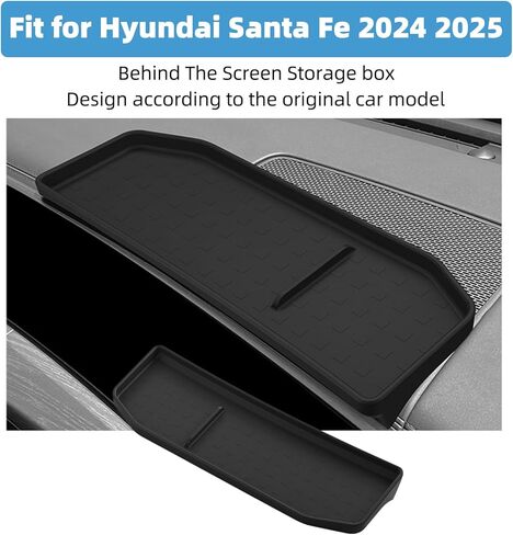 خلف صندوق تخزين الشاشة لشركة Hyundai Santa Fe 2024 2025 منظم وحدة التحكم المركزية صندوق تخزين لوحة القيادة مناسب للملحقات الداخلية للشاشة مقاس 12.3 بوصة in Kuwait
