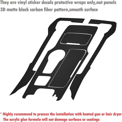 غطاء تغليف من الفينيل للوحة القيادة المركزية لوحدة التحكم باللون الأسود غير اللامع من ألياف الكربون الداخلية مقطوعة مسبقًا لمسند الذراع ولوحة التحكم الواقية ملحقات ملصق الديكور لسيارة Ford Fusion 2013-2021 in Kuwait