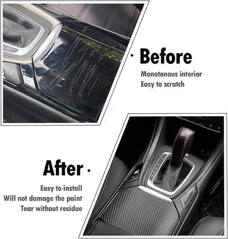 غطاء تغليف من الفينيل للوحة القيادة المركزية لوحدة التحكم باللون الأسود غير اللامع من ألياف الكربون الداخلية مقطوعة مسبقًا لمسند الذراع ولوحة التحكم الواقية ملحقات ملصق الديكور لسيارة Ford Fusion 2013-2021 in Kuwait