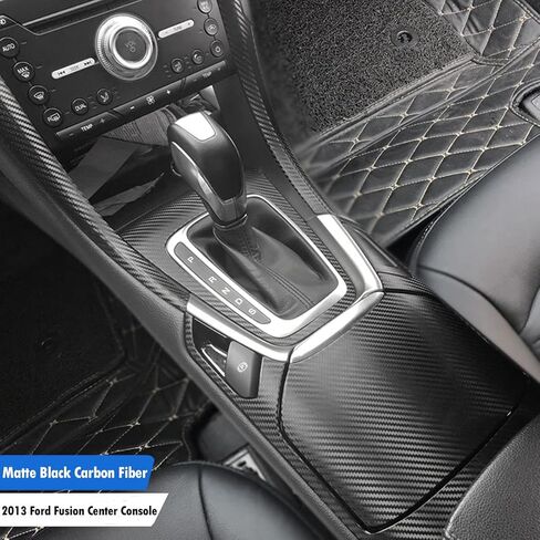 غطاء تغليف من الفينيل للوحة القيادة المركزية لوحدة التحكم باللون الأسود غير اللامع من ألياف الكربون الداخلية مقطوعة مسبقًا لمسند الذراع ولوحة التحكم الواقية ملحقات ملصق الديكور لسيارة Ford Fusion 2013-2021 in Kuwait