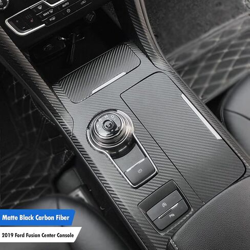 غطاء تغليف من الفينيل للوحة القيادة المركزية لوحدة التحكم باللون الأسود غير اللامع من ألياف الكربون الداخلية مقطوعة مسبقًا لمسند الذراع ولوحة التحكم الواقية ملحقات ملصق الديكور لسيارة Ford Fusion 2013-2021 in Kuwait