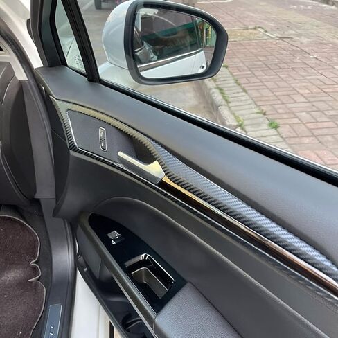 غطاء تغليف من الفينيل للوحة القيادة المركزية لوحدة التحكم باللون الأسود غير اللامع من ألياف الكربون الداخلية مقطوعة مسبقًا لمسند الذراع ولوحة التحكم الواقية ملحقات ملصق الديكور لسيارة Ford Fusion 2013-2021 in Kuwait