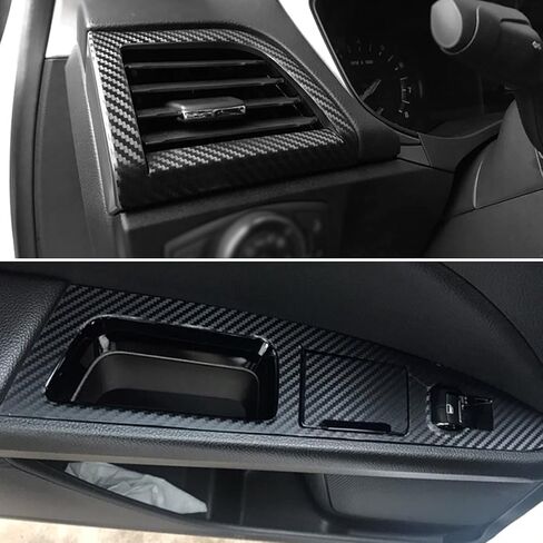 غطاء تغليف من الفينيل للوحة القيادة المركزية لوحدة التحكم باللون الأسود غير اللامع من ألياف الكربون الداخلية مقطوعة مسبقًا لمسند الذراع ولوحة التحكم الواقية ملحقات ملصق الديكور لسيارة Ford Fusion 2013-2021 in Kuwait