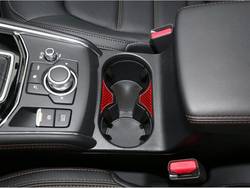 Carbon Fiber Center Console Cup Holder Frame Panel Cover Trim Compatible with Mazda CX-5 2017 2018 2019 2020 2021 2022 Interior Accessory Red (2Pcs) in Kuwait