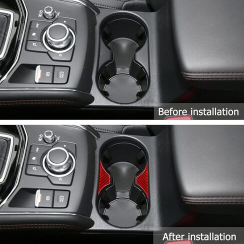 Carbon Fiber Center Console Cup Holder Frame Panel Cover Trim Compatible with Mazda CX-5 2017 2018 2019 2020 2021 2022 Interior Accessory Red (2Pcs) in Kuwait
