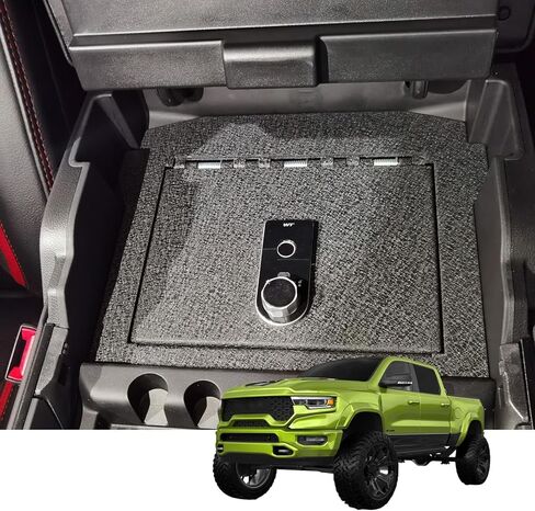 Center Console Safe Gun Safe, WASAI Premium In-vehicle Console Gun Vault Lockbox Compatible with Dodge Ram TRX 2021-2024, Fingerprint Lock with Backup Key. in Kuwait