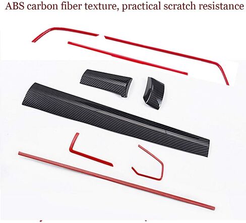 for Honda 10th Civic 2016 2017 2018 2019 2020 2021 ABS Engineering Plastics,Carbon Fiber Print Interior Center Consoles Instrument Panel Dashboard Trims Air Outlet Cover Accessories 9Pcs (RED) in Saudi Arabia