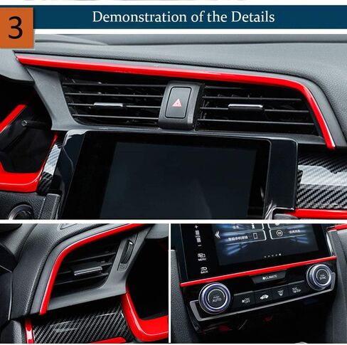 for Honda 10th Civic 2016 2017 2018 2019 2020 2021 ABS Engineering Plastics,Carbon Fiber Print Interior Center Consoles Instrument Panel Dashboard Trims Air Outlet Cover Accessories 9Pcs (RED) in Saudi Arabia