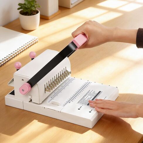 آلة تجليد الكتب Vagbstu Cinch، آلة تجليد حلزونية 2:1 مع مسطرة منزلق متوافقة مع الأسلاك أو الملفات الحلزونية، سعة 20 ورقة دائرية لأجهزة الكمبيوتر المحمولة والألبومات والمجلات والتقويمات in Kuwait