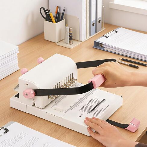 آلة تجليد الكتب Vagbstu Cinch، آلة تجليد حلزونية 2:1 مع مسطرة منزلق متوافقة مع الأسلاك أو الملفات الحلزونية، سعة 20 ورقة دائرية لأجهزة الكمبيوتر المحمولة والألبومات والمجلات والتقويمات in Kuwait